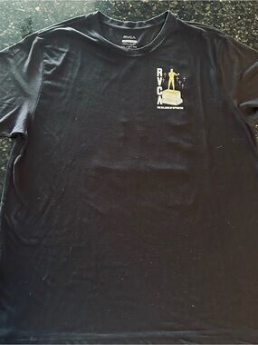 RVCA Black Short-Sleeve Tee with Yellow Chest Graphic